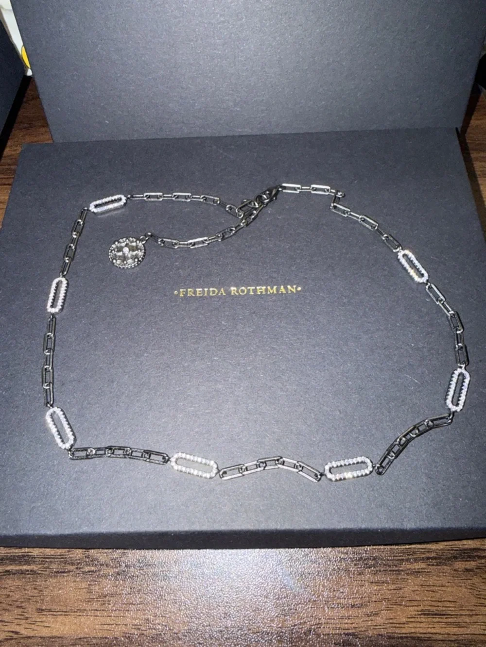 *NEW* FR Signature Oval Pavé Station Necklace in Silver